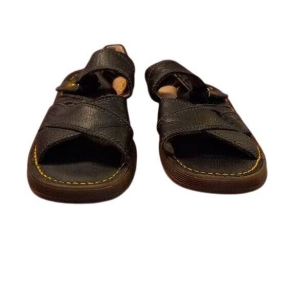 Dr. Martens Sz 13 Black Leather Childrens Sandals Open-Toe Made In England - Picture 2 of 14